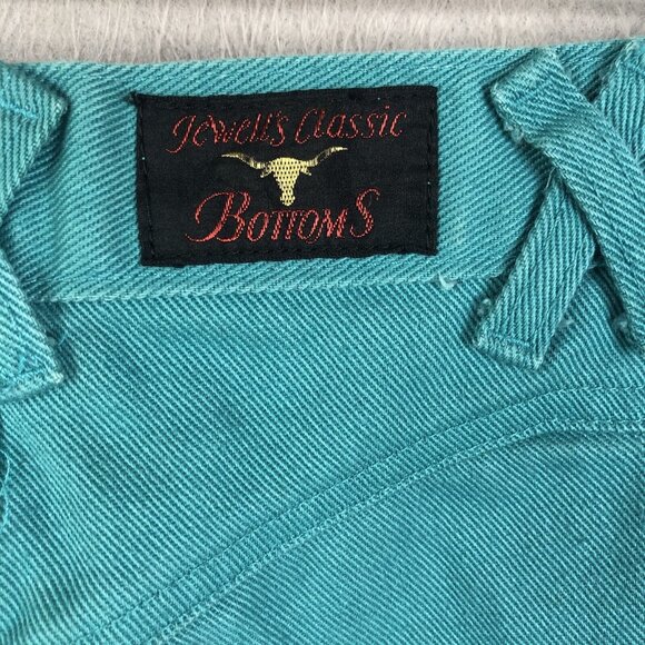 Vintage Jewells Classic Bottoms Jeans Jrs 11 Green Bareback Western High Waist - Picture 11 of 16